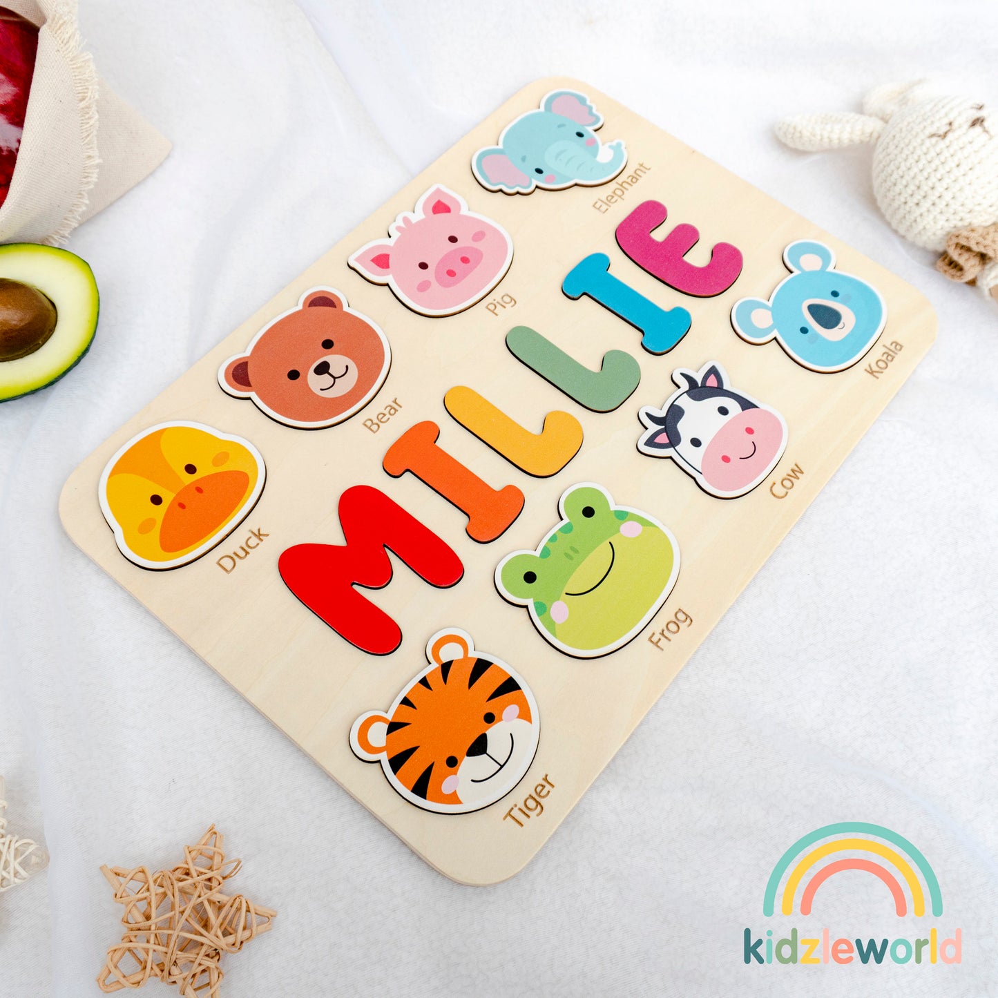 KZW62 Personalized Wooden Name Puzzle Gift for Baby