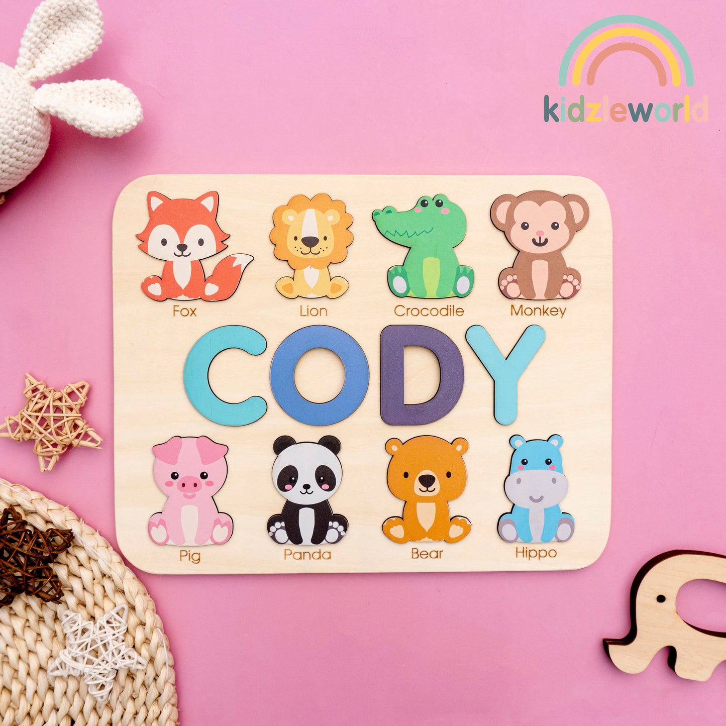 KZW63 Personalized Wooden Name Puzzle Gift for Baby