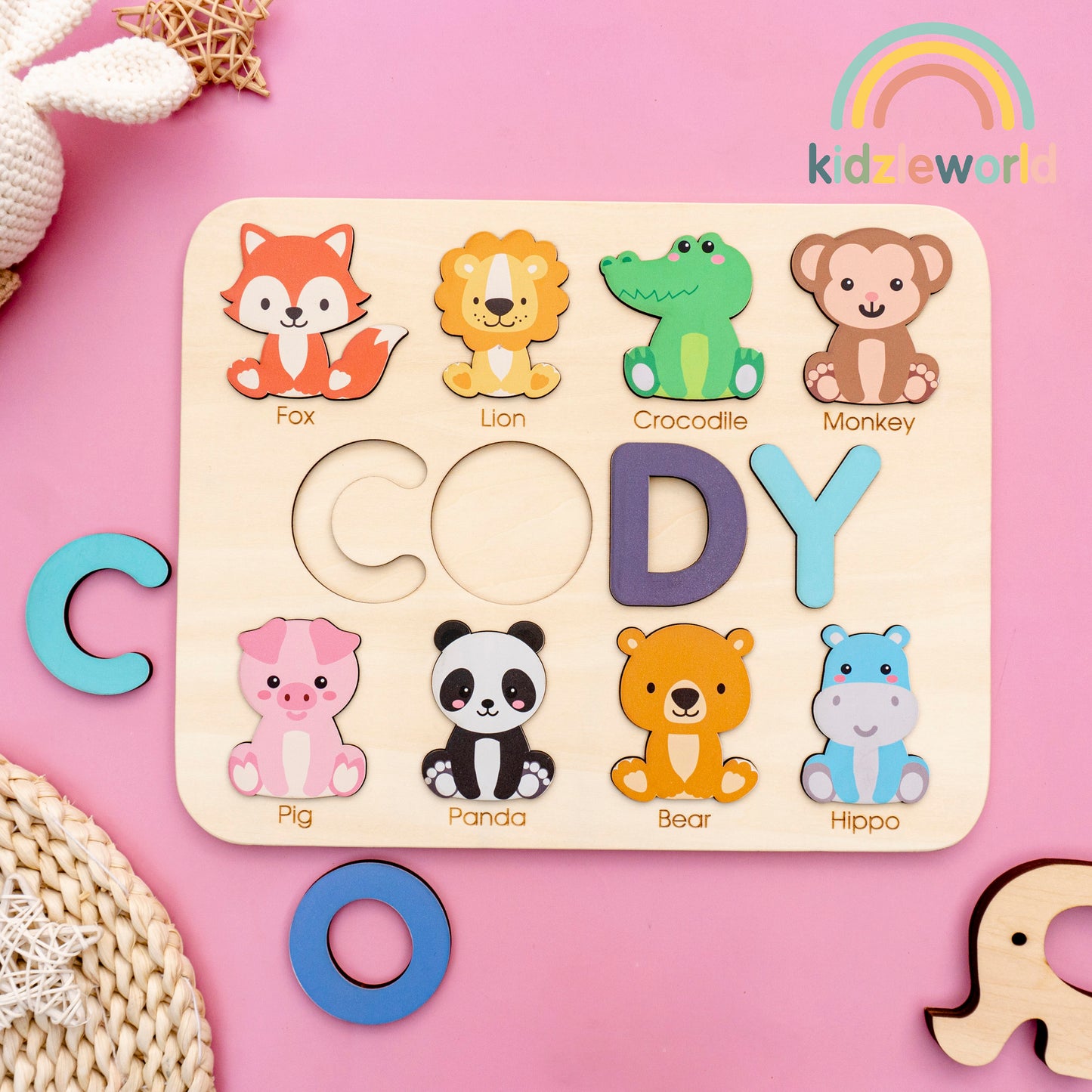 KZW63 Personalized Wooden Name Puzzle Gift for Baby