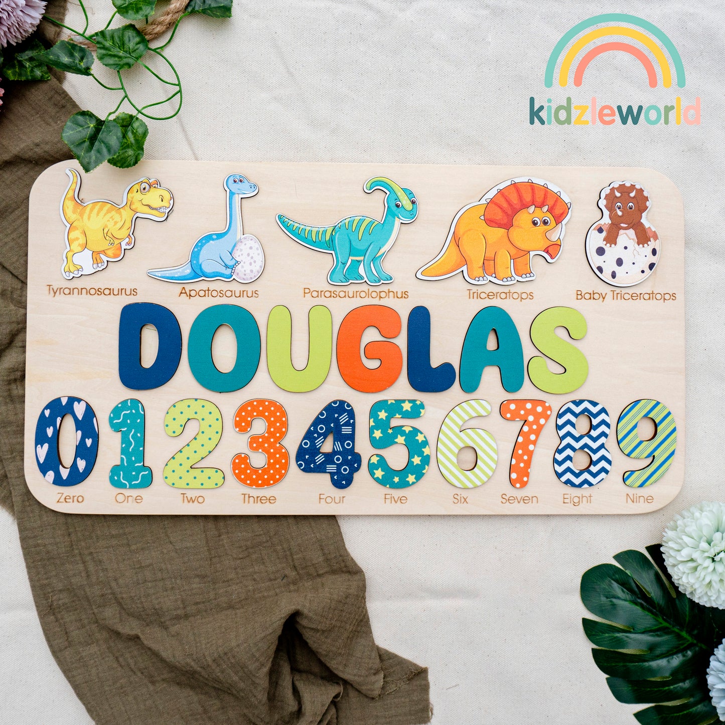 KZW65 Personalized Wooden Name Puzzle Gift for Baby