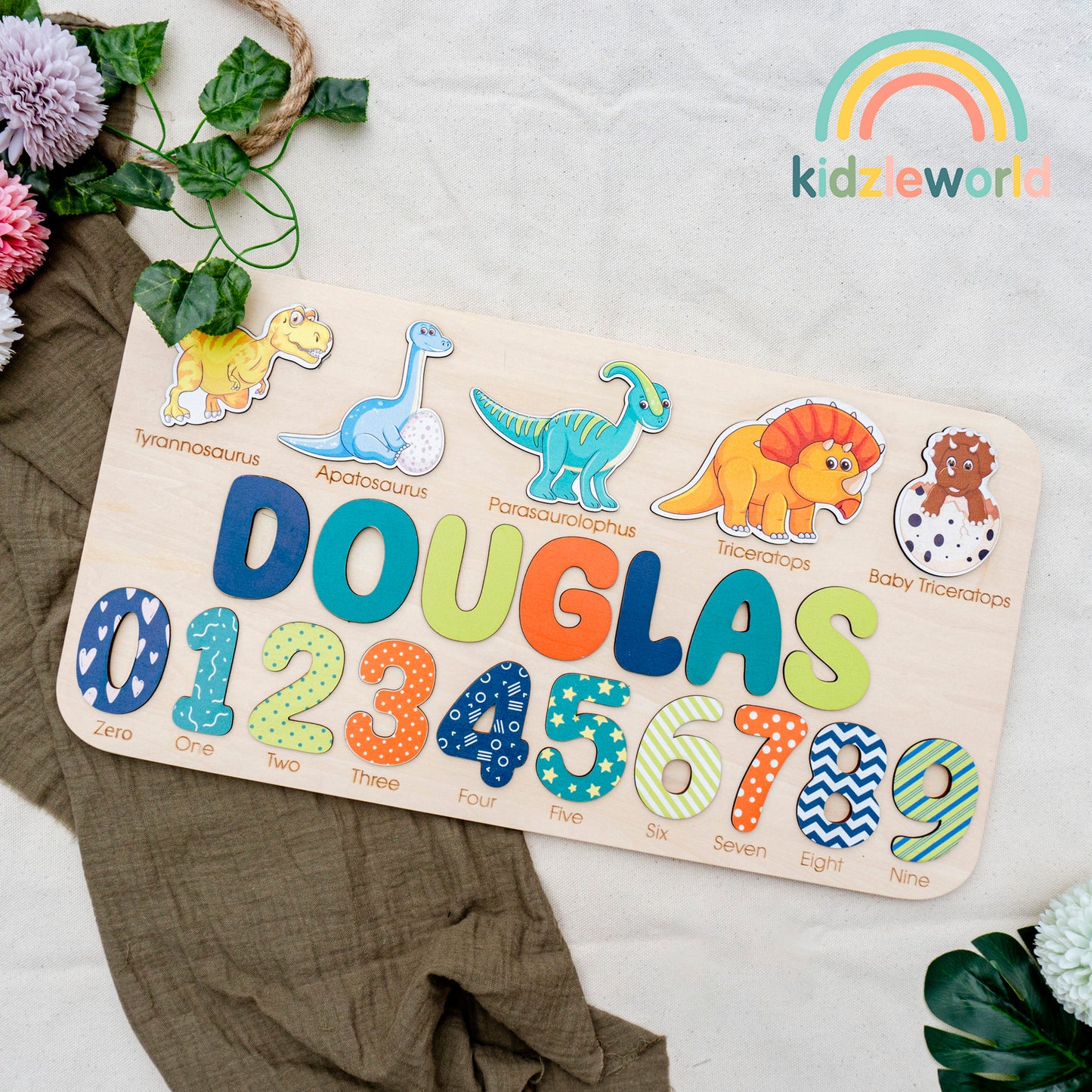 KZW65 Personalized Wooden Name Puzzle Gift for Baby