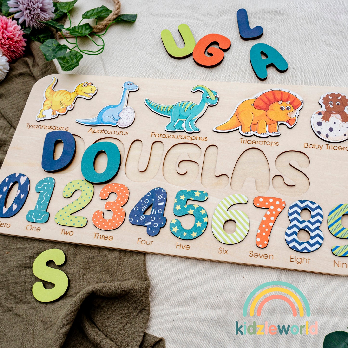 KZW65 Personalized Wooden Name Puzzle Gift for Baby