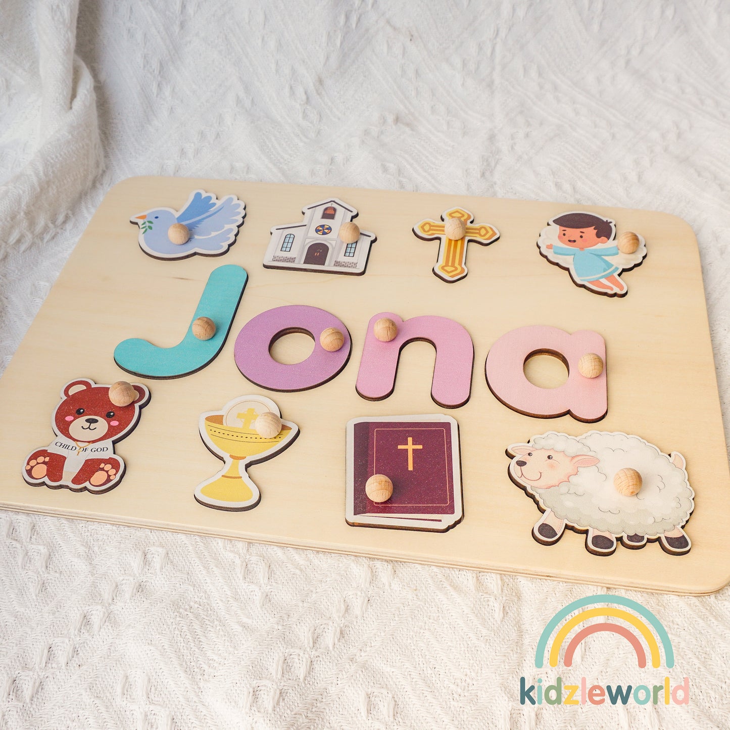 KZW70 Personalized Wooden Name Puzzle Gift for Baby